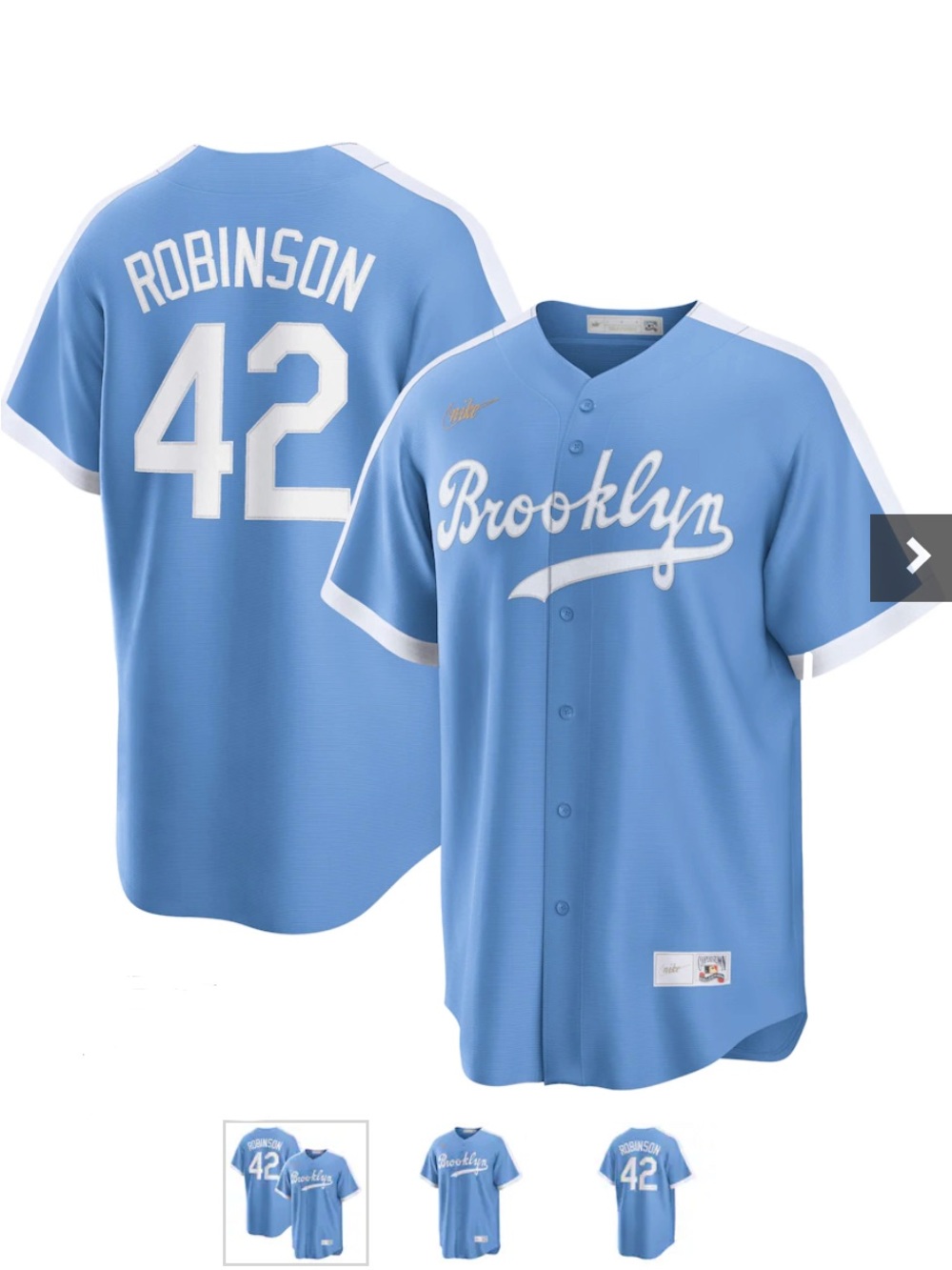 Nike Dodgers Jackie Robinson Light Blue Cooperstown Collection Jersey Medium